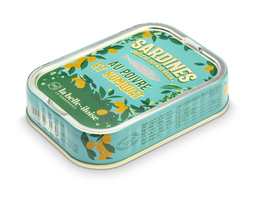 Sardynki z zielonym pieprzem i kumkwatem w oleju z pestek winogron